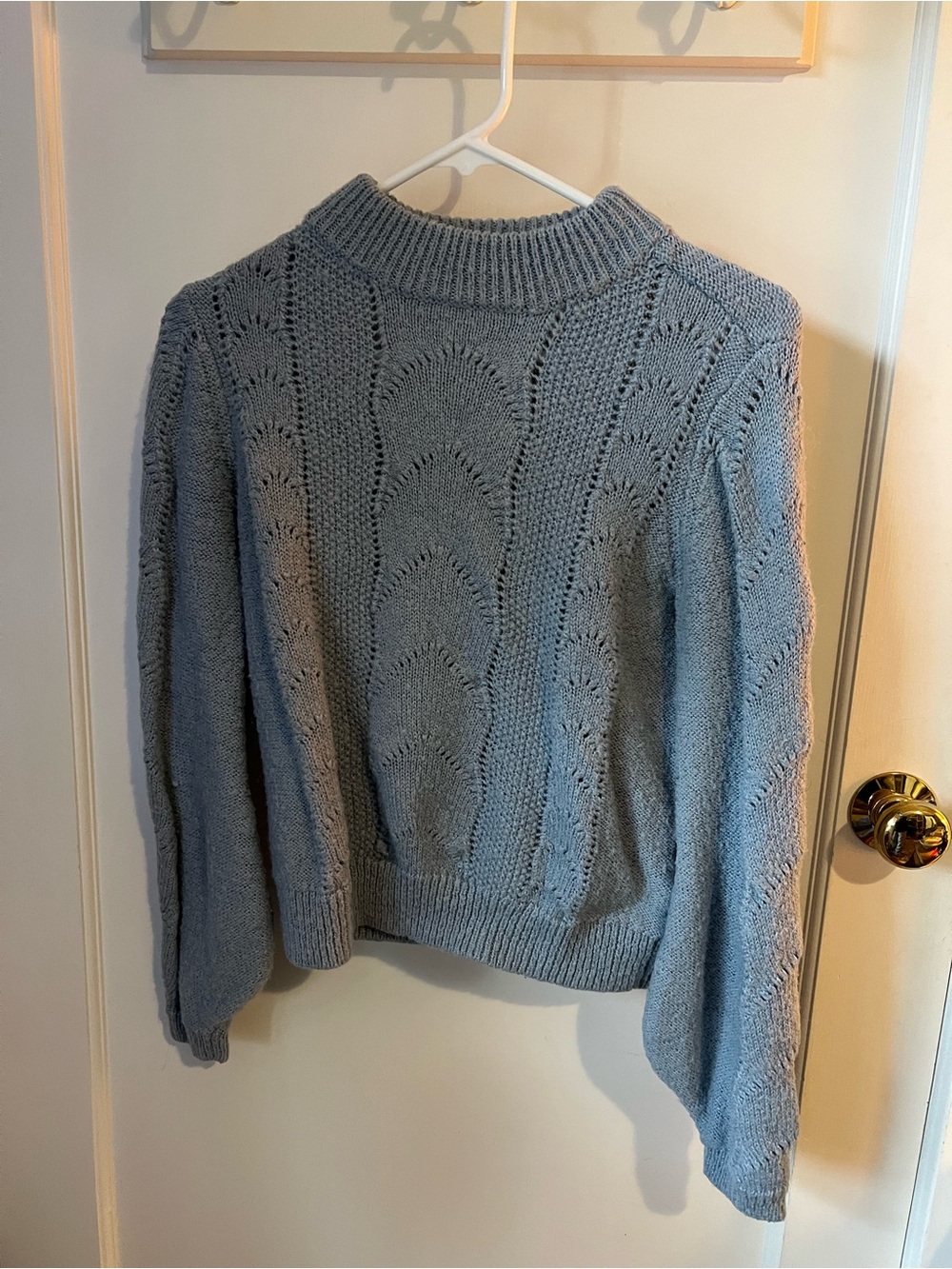 H&M Light Blue Knit Cowl-Neck Sweater